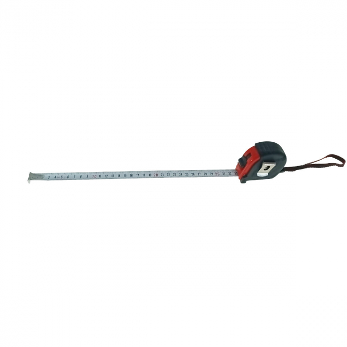 Ruleta metalica, 3m x 16mm, cu buton blocare, clema prindere, FS-11597, negru cu rosu [2]
