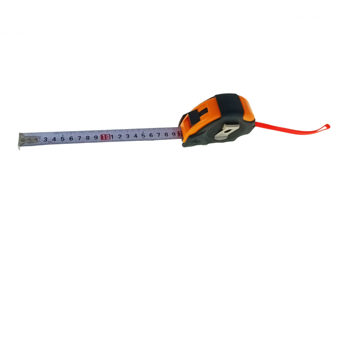 Ruleta metalica FS-11603, 5m x 19mm, cu buton blocare, clema prindere, neagra cu portocaliu [2]