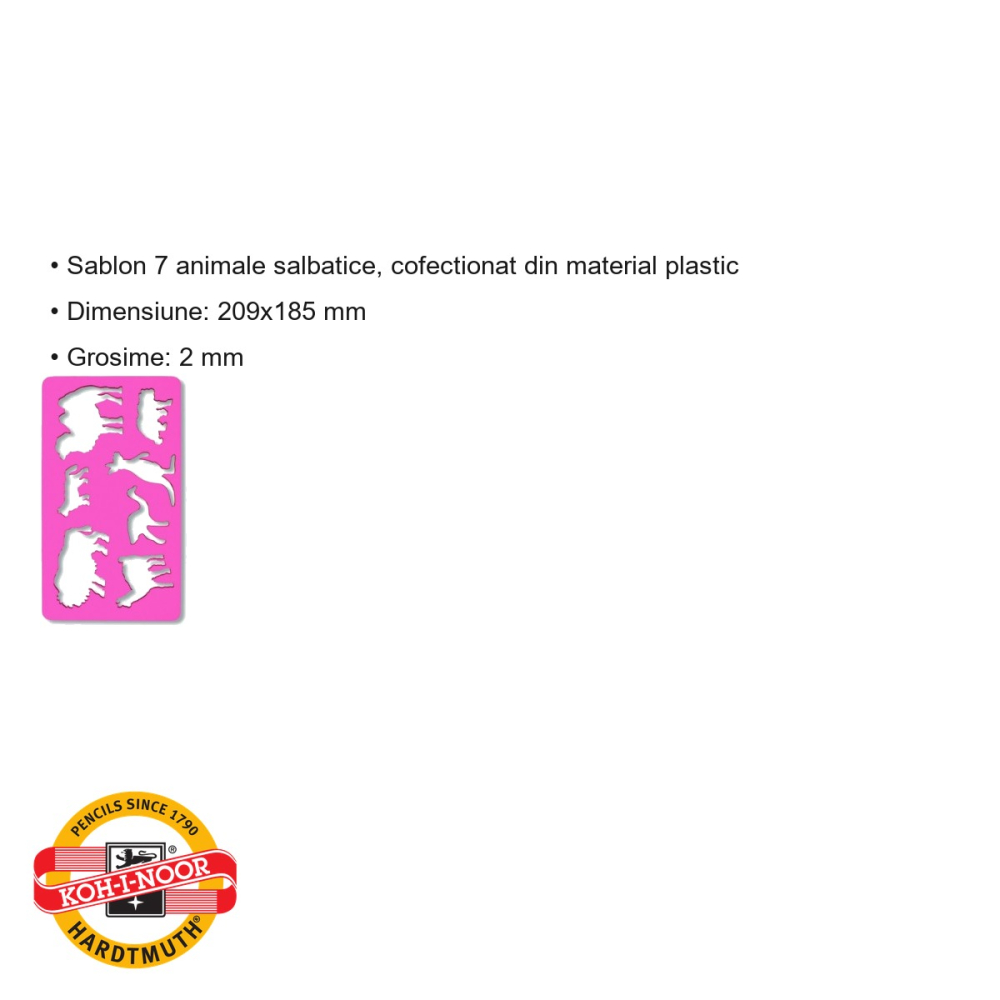 Sablon animale salbatice Koh-I-Noor, 7 forme, plastic, pentru desen si activitati scolare [3]