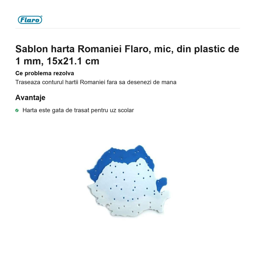 Sablon harta Romaniei Flaro, mic, din plastic de 1 mm, 15x21.1 cm [2]