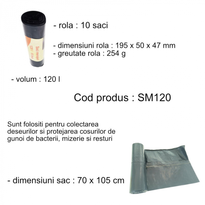Set 10 saci menajeri, 120 l, dimensiuni 70 x 105 cm, negri [4]