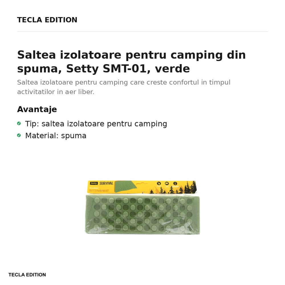 Saltea izolatoare pentru camping din spuma, Setty SMT-01, verde [2]
