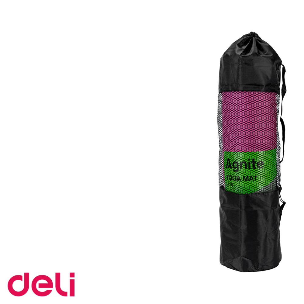 Saltea yoga Deli, material NBR anti-alunecare, 183x61x1 cm, cu husa transport inclusa, roz [5]