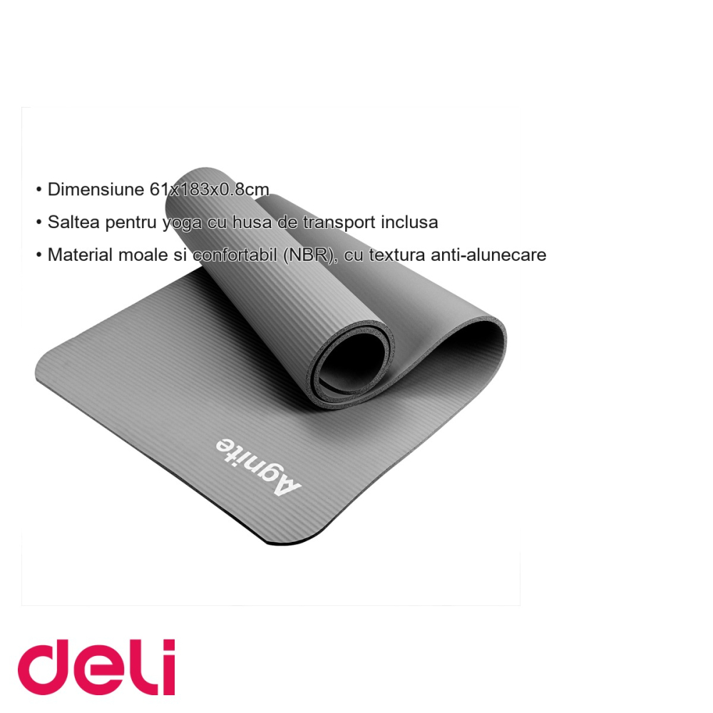 Saltea yoga Deli, material NBR anti-alunecare, cu husa de transport inclusa, pentru antrenament si relaxare [3]
