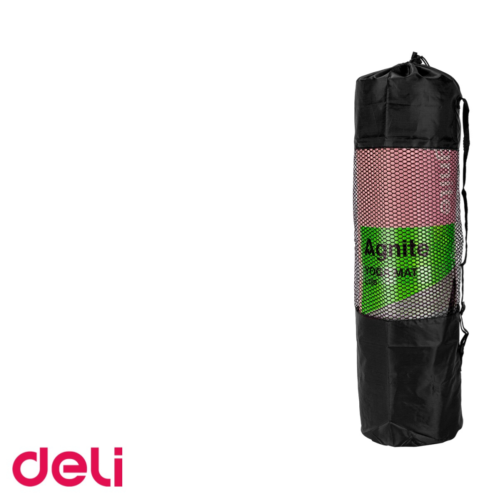 Saltea yoga Deli, material NBR anti-alunecare, cu husa transport inclusa, roz, 183x61x0.8 cm [5]