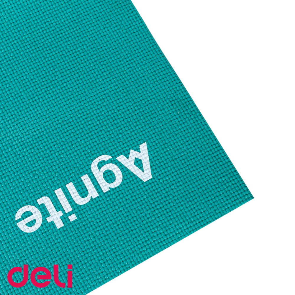 Saltea yoga Deli, material PVC anti-alunecare, turcoaz, 173x61x0.3 cm, cu curea transport inclusa [4]