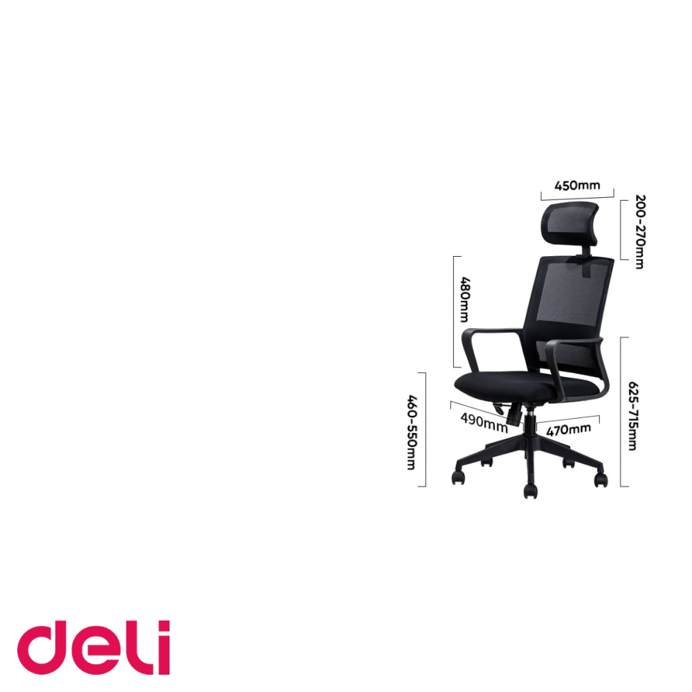 Scaun de birou Deli Executive 4503, spatar si sezut mesh respirabil, tetiera reglabila, ergonomic pentru munca la birou [5]