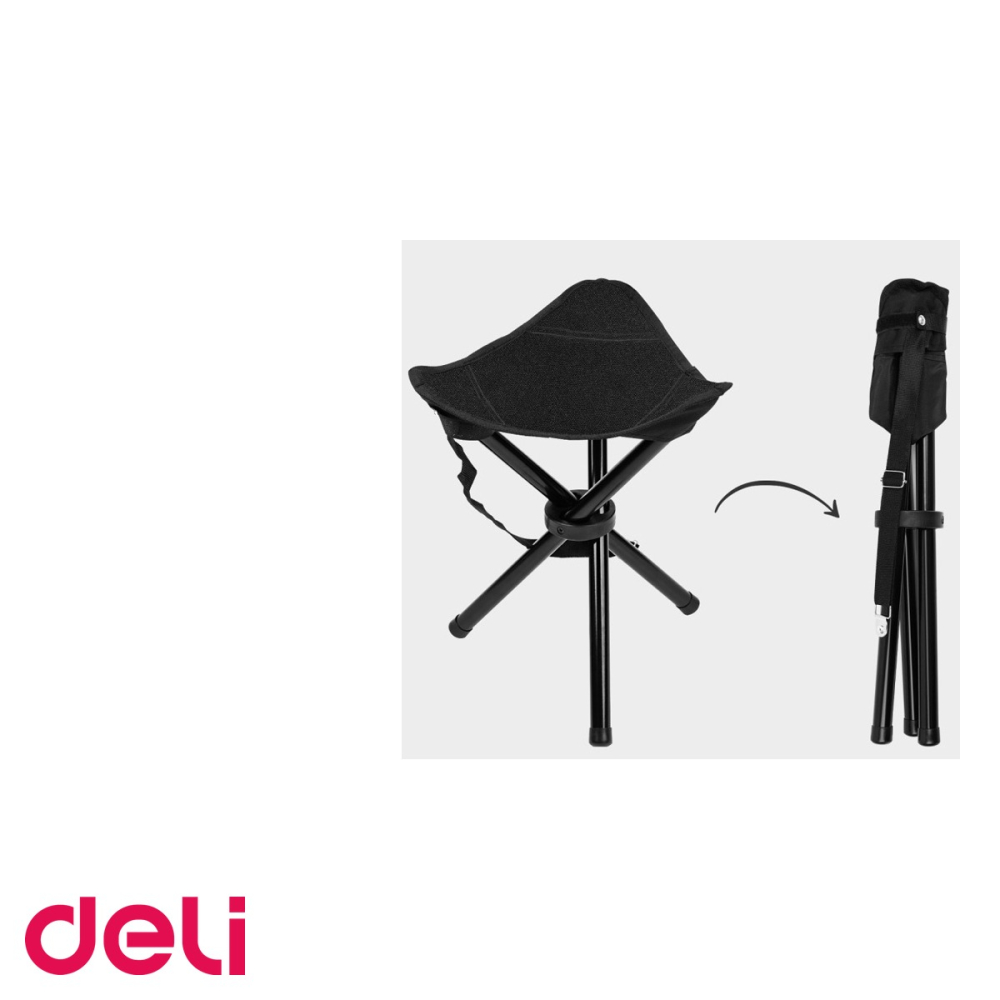 Scaun pliabil mini Deli, 3 picioare, material 600D, pentru camping, pescuit si picnic [5]