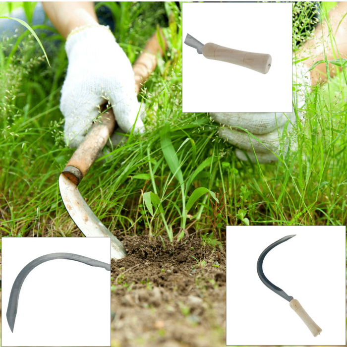 Secera din otel cu maner din lemn, 14"- 400mm, maner de 12 cm, lama de 2 mm, gri cu bej [5]