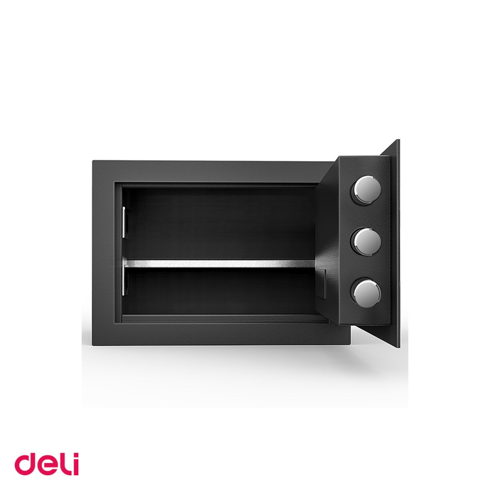 Seif electronic Deli din metal cu cifru, cu polita interioara pentru organizare, greutate 10 kg, 250x350x250 mm [5]