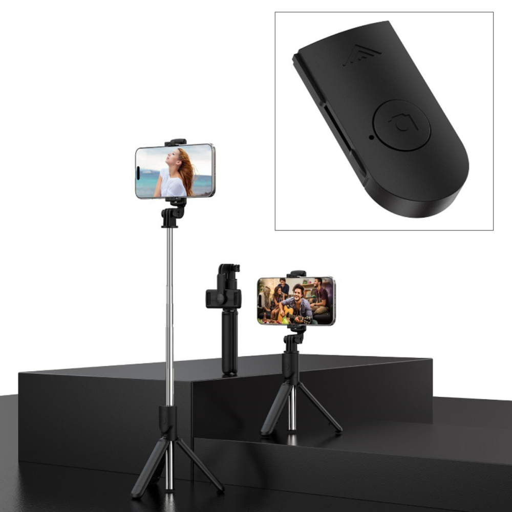 Selfie Stick Bluetooth cu Stativ Integrat ES083 - Telecomanda Wireless, Brat Extensibil 70 cm, Compatibil iPhone & Android [6]