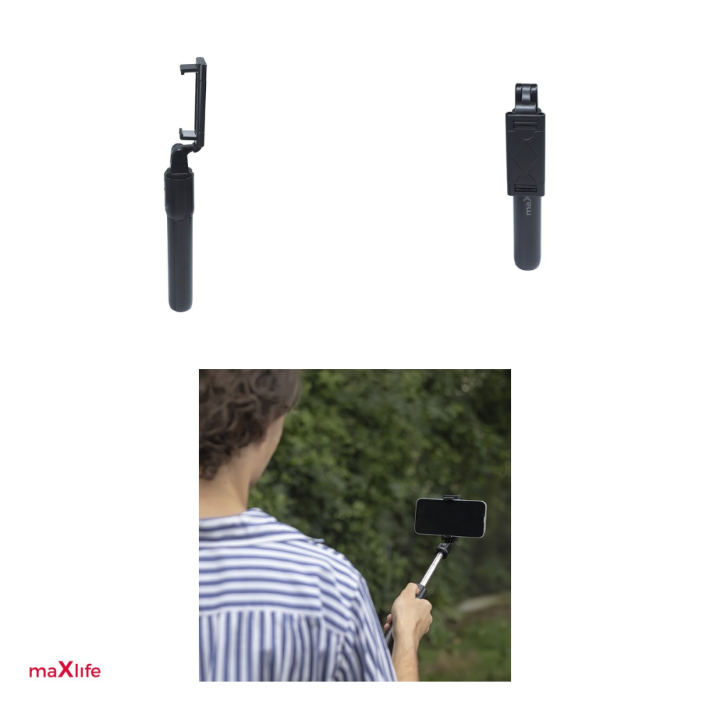 Selfie stick Maxlife Bluetooth tripod MXST-100, tija 69 cm, rotire 360 ​​°, telecomanda,  Negru [4]