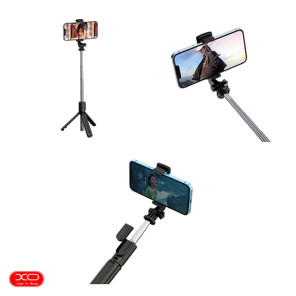 Selfie stick XO Bluetooth tripod SS09, tija 64 cm, rotire 360 ​​°, telecomanda, Negru [4]