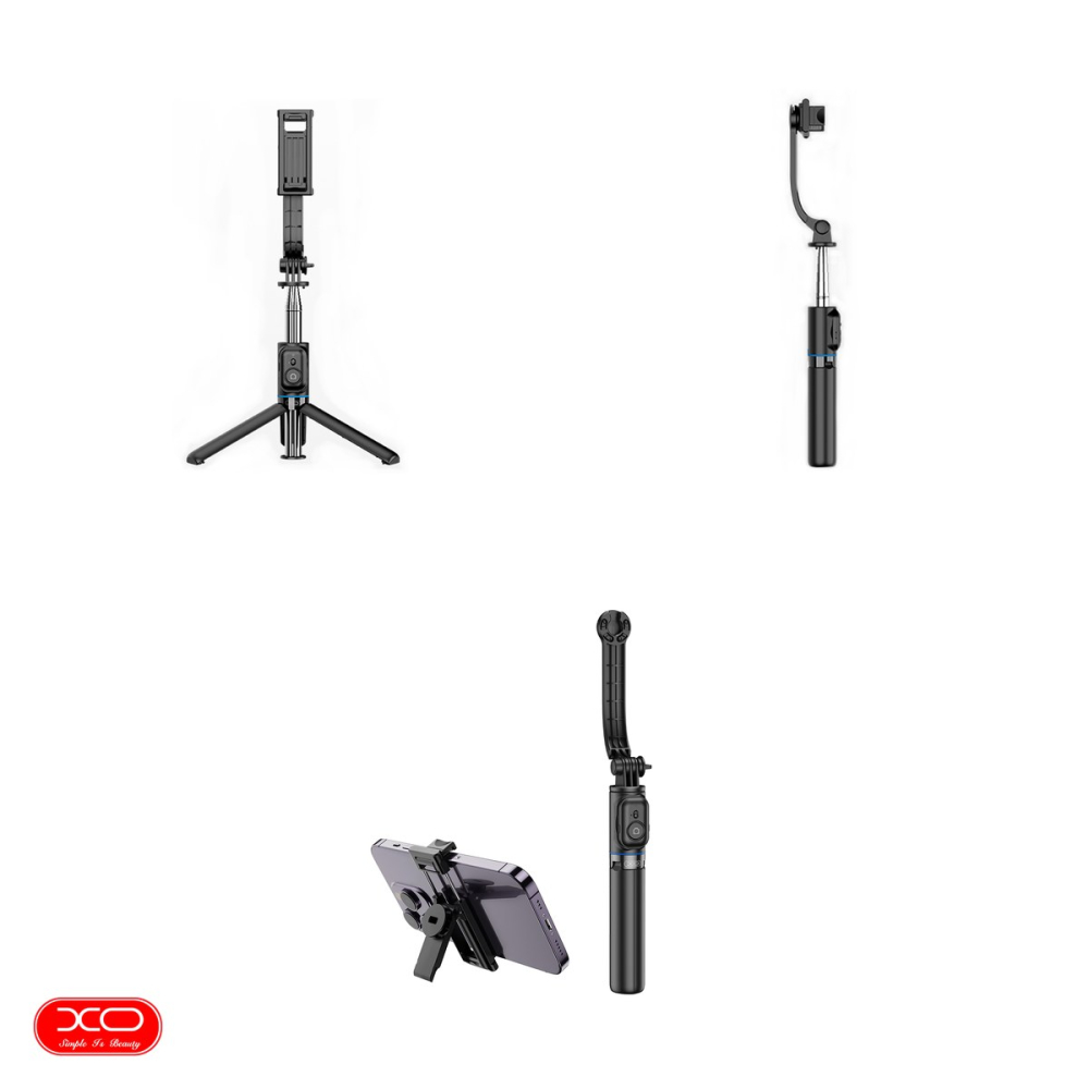 Selfie stick XO Bluetooth tripod SS13, tija 106 cm, rotire 360 ​​°, telecomanda, Negru [4]