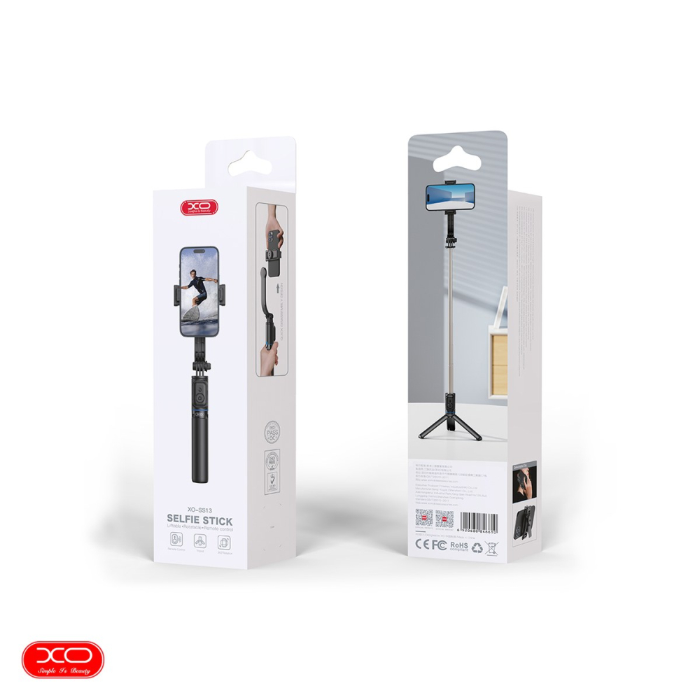 Selfie stick XO Bluetooth tripod SS13, tija 106 cm, rotire 360 ​​°, telecomanda, Negru [5]