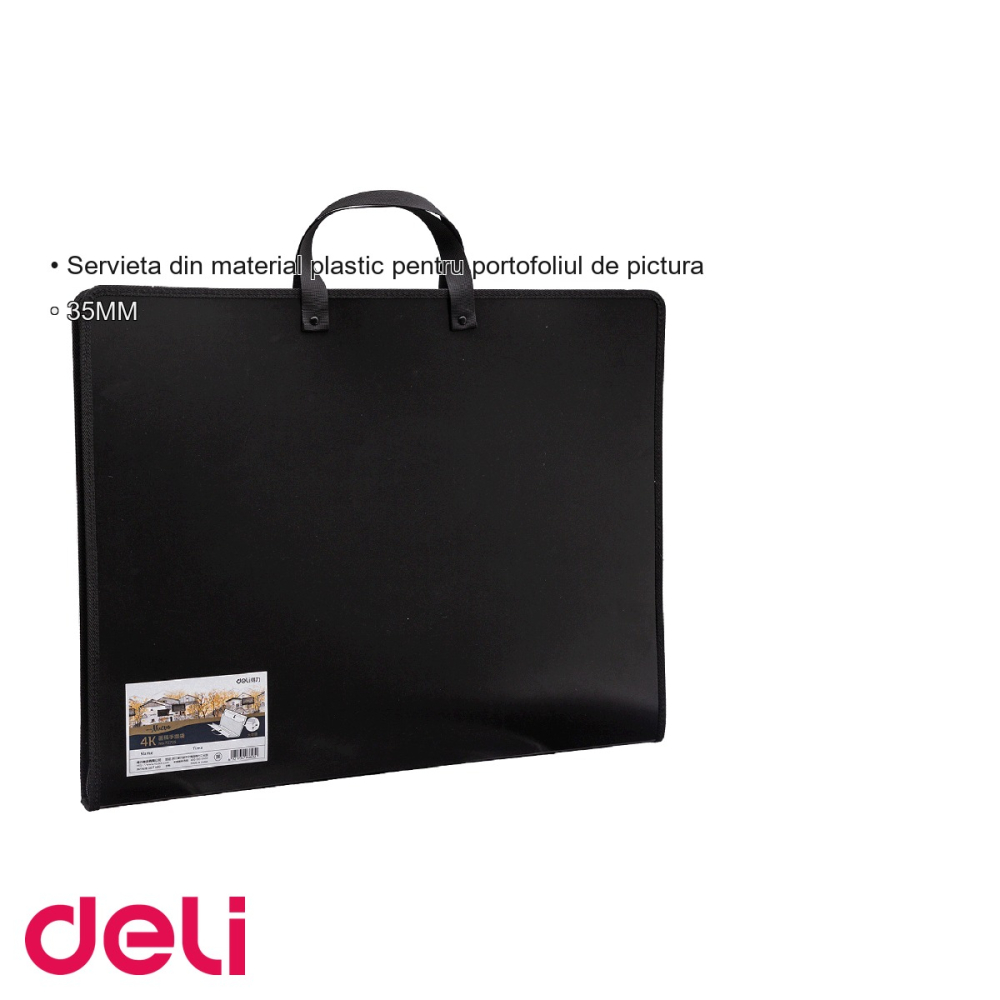 Servieta Deli pentru portofoliu pictura, material plastic rigid, 590x460x35mm, neagra [3]
