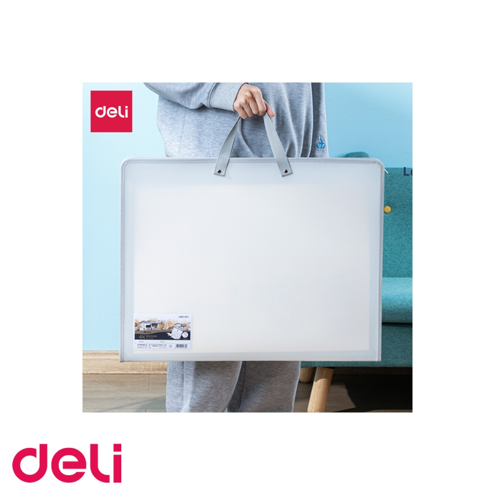 Servieta din plastic pentru portofoliu pictura Deli, format 590x460x35mm, alba [4]