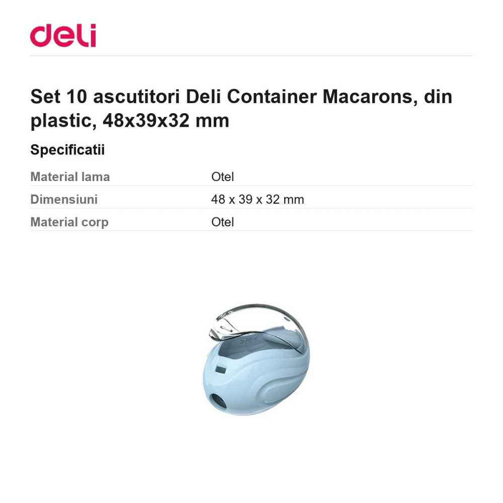 Set 10 ascutitori Deli Container Macarons, din plastic, 48x39x32 mm [3]