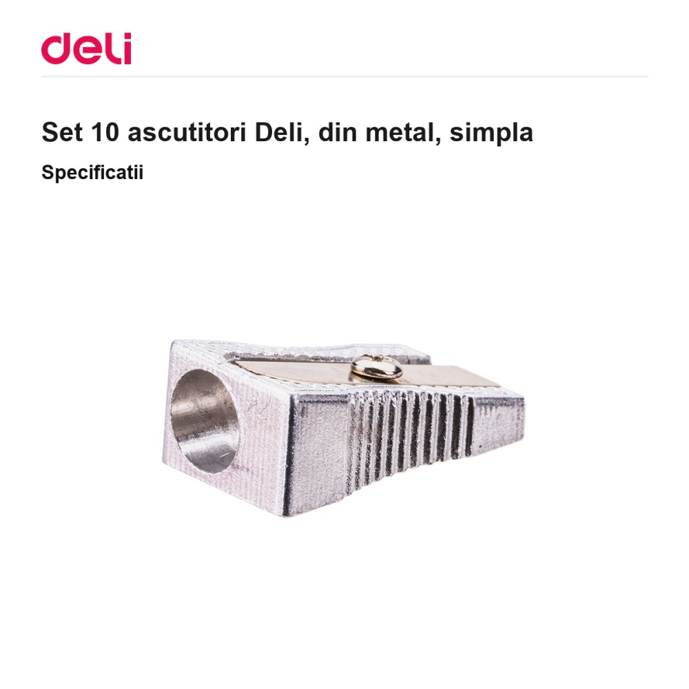 Set 10 ascutitori Deli, din metal, simpla [3]