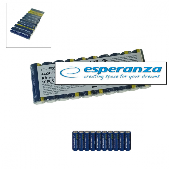 Set 10 baterii alcaline AA R6, Esperanza High Power 95980, 1.5V [3]
