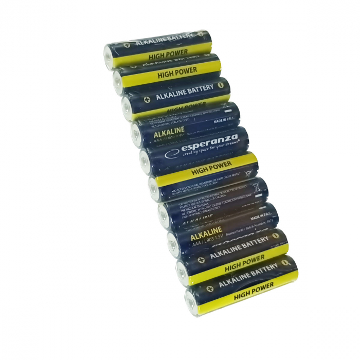 Set 10 baterii alcaline AAA R3, Esperanza High Power 95981, 1.5V [5]