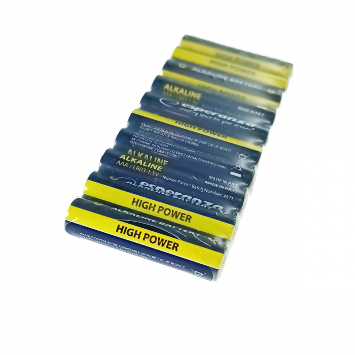 Set 10 baterii alcaline AAA R3, Esperanza High Power 95981, 1.5V [2]