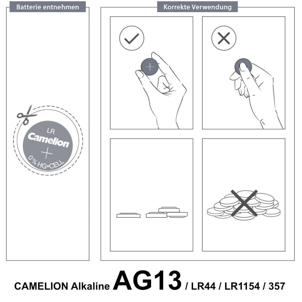 Set 10 Baterii Alcaline AG13 / LR44 / A76 1.5V 158mAh, Dimensiuni 11.6x5.4 mm, Cea Mai Comuna, Pentru Jucarii, Calculatoare, Instrumente Medicale, Blister, Camelion [5]