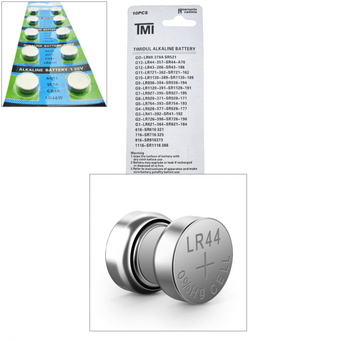 Set 10 Baterii Alcaline AG13 / LR44, TMI, in Blister [2]