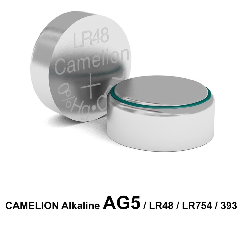 Set 10 Baterii Alcaline AG5 / LR754 / LR48 1.5V 66mAh, Dimensiuni 7.8x5.4 mm, Pentru Ceasuri, Jucarii, Dispozitive Medicale, Blister, Camelion [2]