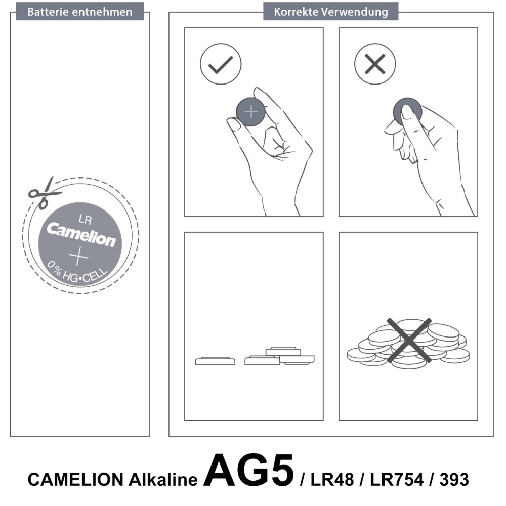 Set 10 Baterii Alcaline AG5 / LR754 / LR48 1.5V 66mAh, Dimensiuni 7.8x5.4 mm, Pentru Ceasuri, Jucarii, Dispozitive Medicale, Blister, Camelion [6]