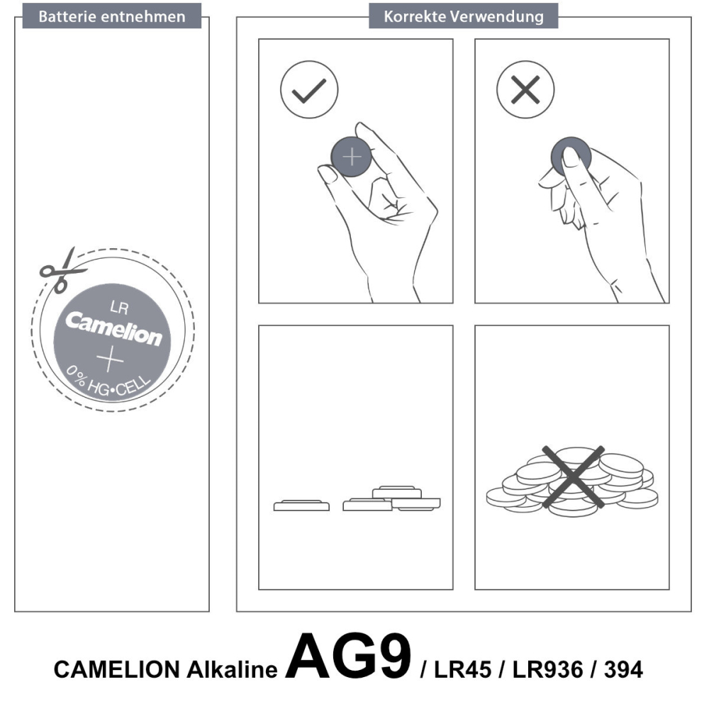 Set 10 Baterii Alcaline AG9 / LR936 1.5V 50mAh, Dimensiuni 9.5x3.6 mm, Pentru Ceasuri, Telecomenzi, Jucarii, Blister, Camelion [6]