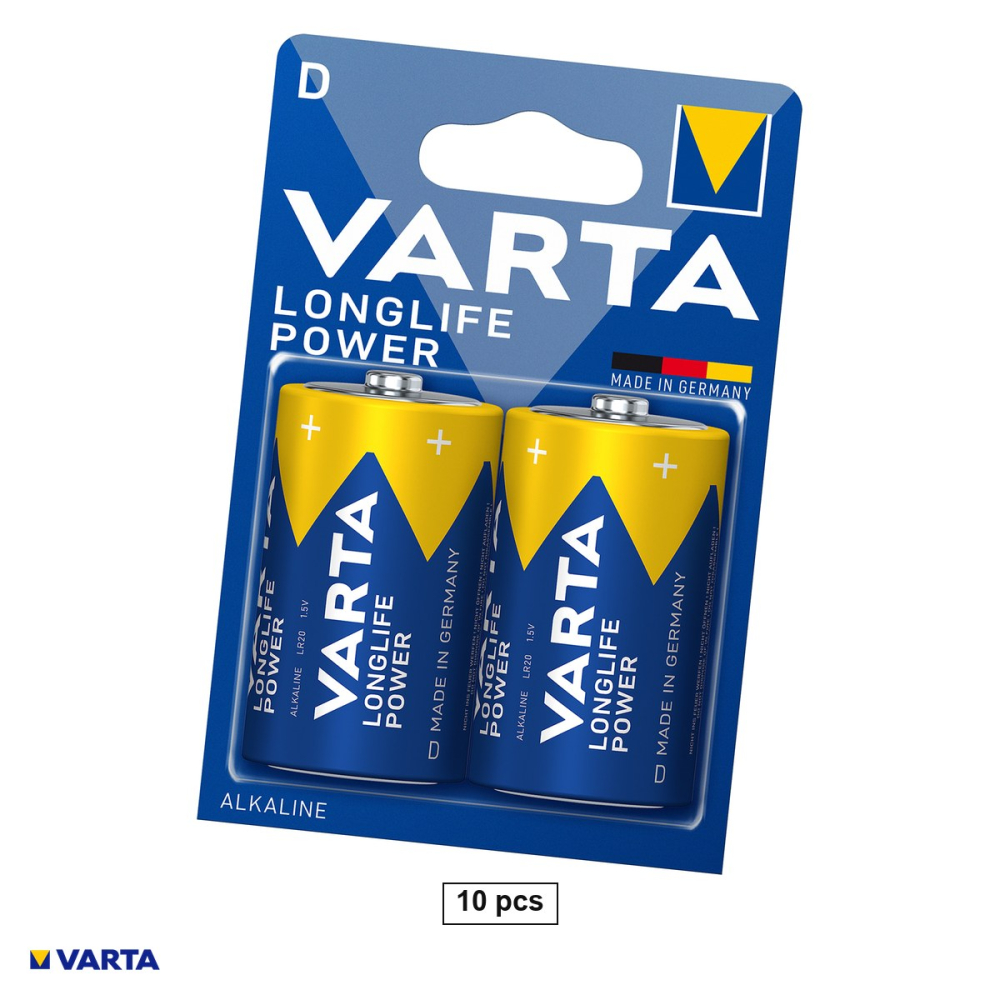 Set 10 baterii alcaline VARTA D LR20, 1.5 V, 34.2 x 61.5 mm, 5 blistere a cate 2 bucati [1]