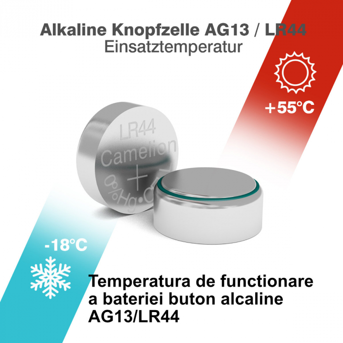 Set 10 baterii buton alcaline Camelion AG13 / LR44 / LR1154 / 357, 1.5V, capacitate 158mAh, in blister [3]