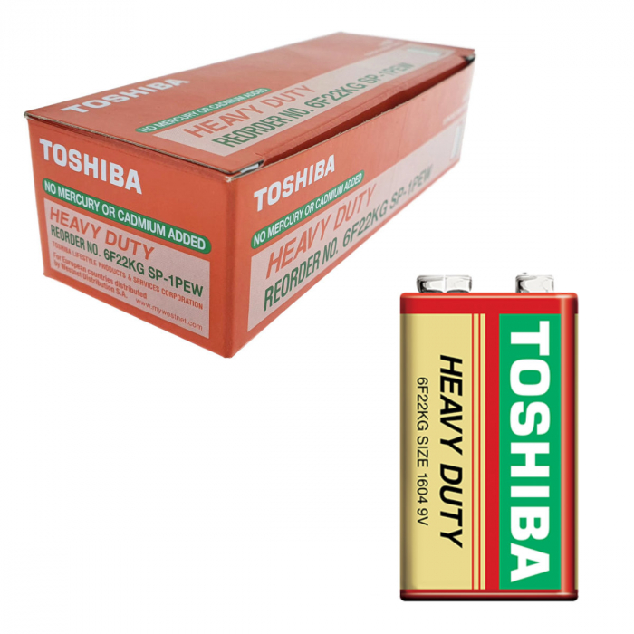 Set 10 baterii de 9V, Toshiba Heavy Duty, 6F22, ambalate in folie [1]