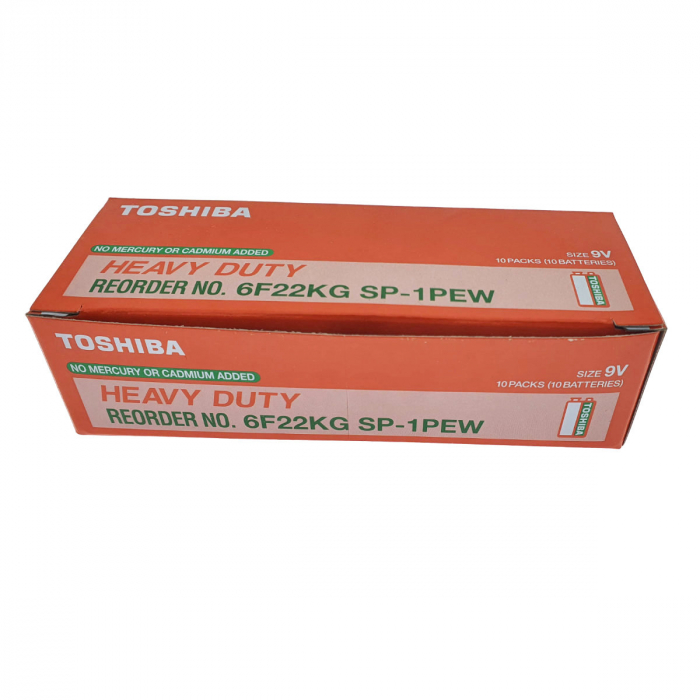 Set 10 baterii de 9V, Toshiba Heavy Duty, 6F22, ambalate in folie [2]