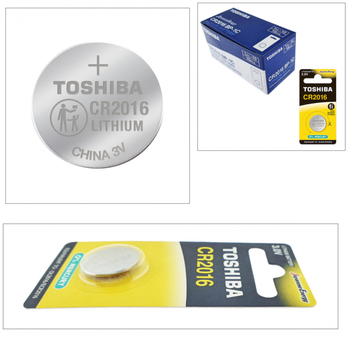 Set 10 baterii litiu 3V CR2016, tip moneda, Toshiba, in blister [2]