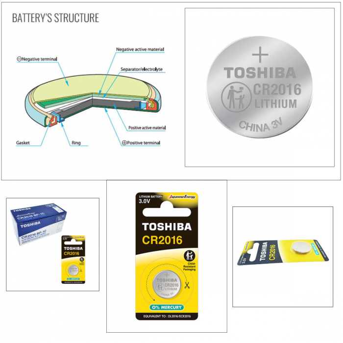 Set 10 baterii litiu 3V CR2016, tip moneda, Toshiba, in blister [3]