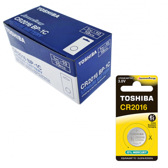 Set 10 baterii litiu 3V CR2016, tip moneda, Toshiba, in blister [4]