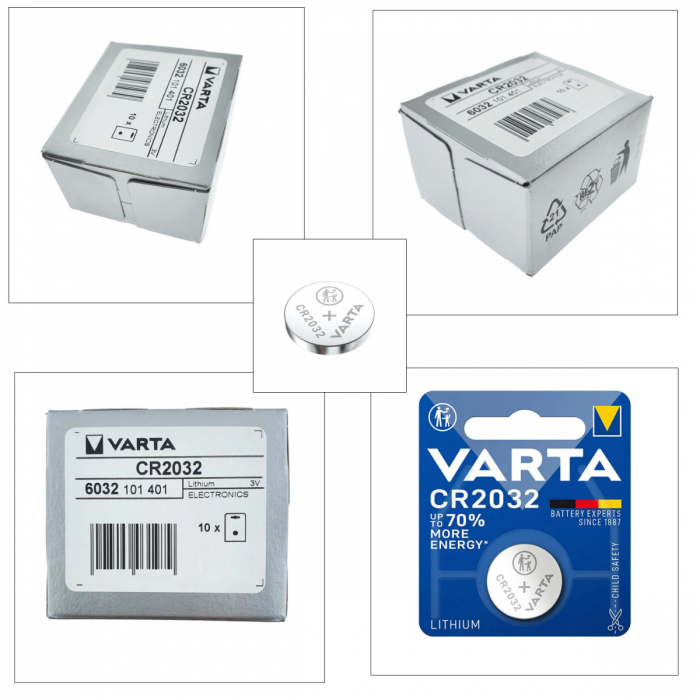 Set 10 baterii Litiu 3V CR2032, tip moneda, Varta 03197, in blister, la cutie [3]