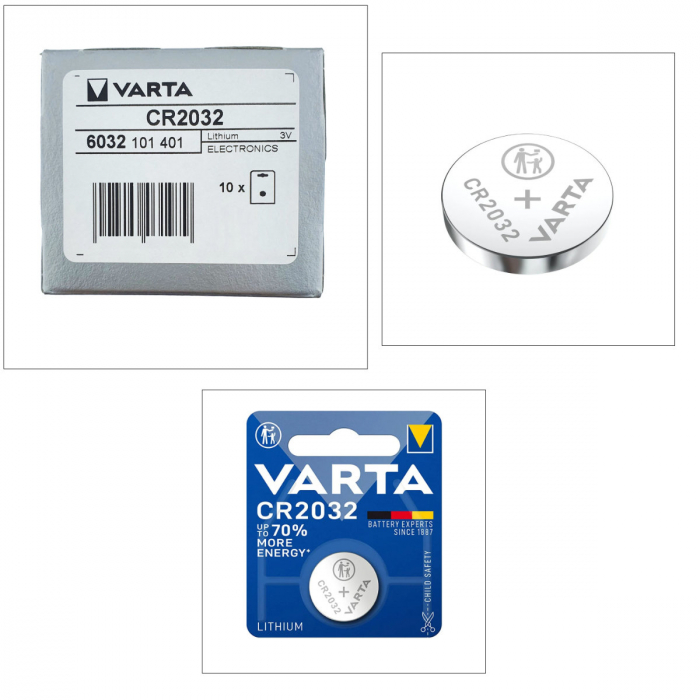 Set 10 baterii Litiu 3V CR2032, tip moneda, Varta 03197, in blister, la cutie [5]