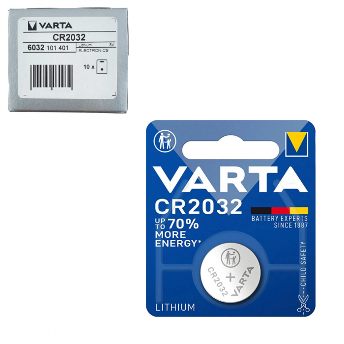 Set 10 baterii Litiu 3V CR2032, tip moneda, Varta 03197, in blister, la cutie [1]