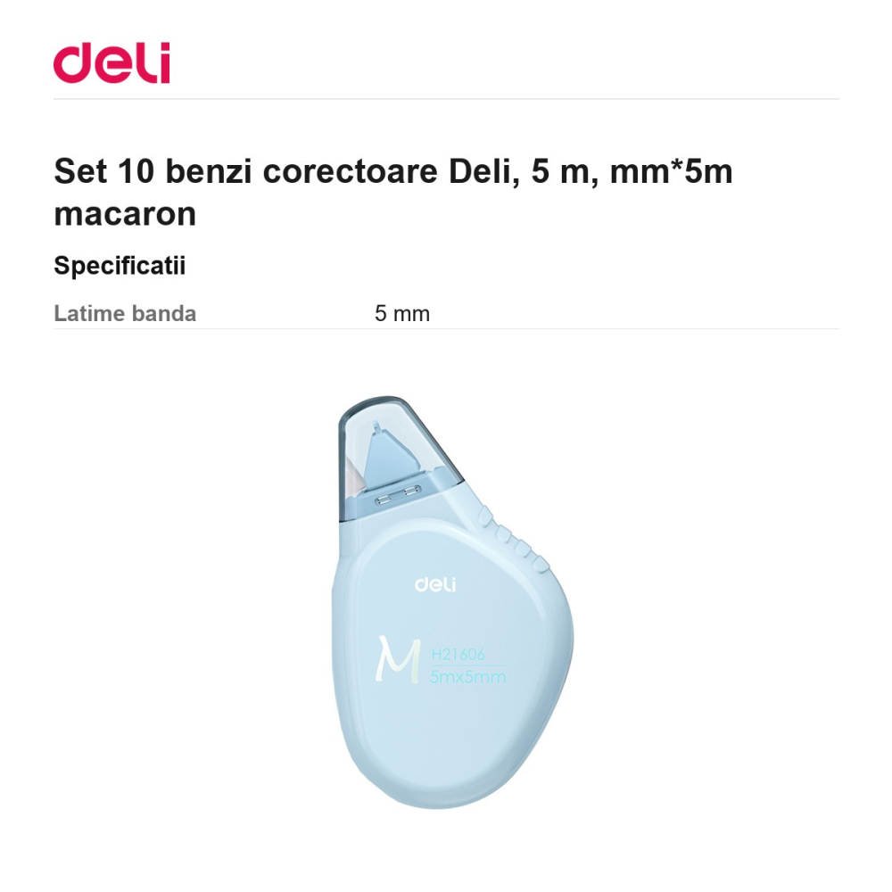 Set 10 benzi corectoare Deli, 5 m, mm*5m macaron [3]