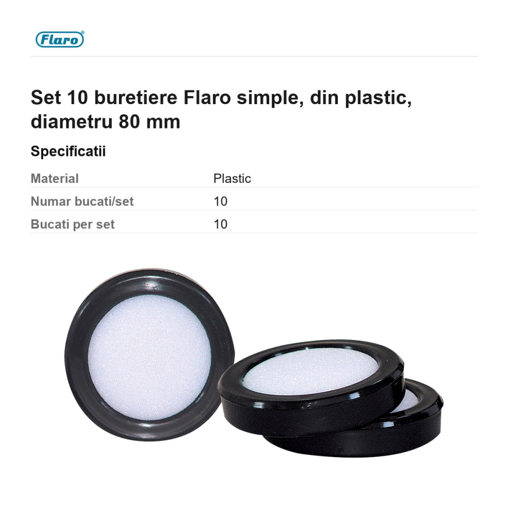 Set 10 buretiere Flaro simple, din plastic, diametru 80 mm [3]