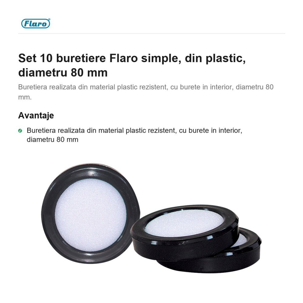 Set 10 buretiere Flaro simple, din plastic, diametru 80 mm [2]