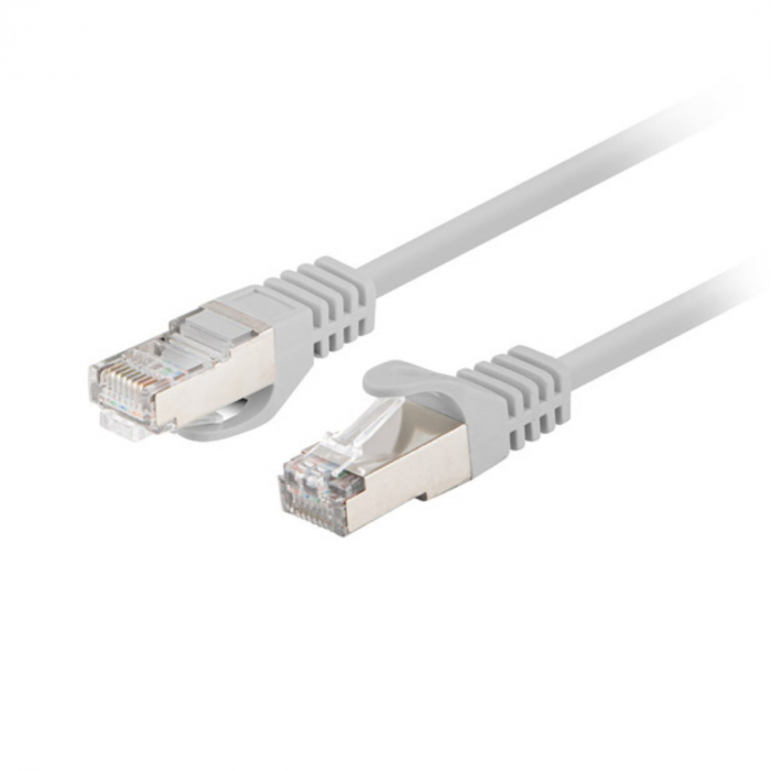 Set 10 cabluri retea-patchcord CAT6 FTP, Lanberg 43613, 2 X RJ45, lungime 50cm, AWG26, 10Gb/s-250MHz, de legatura retea, ethernet, gri [2]