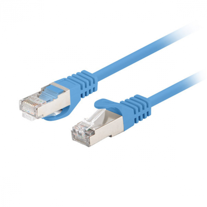Set 10 cabluri retea-patchcord CAT6 FTP, lanberg 43630, 2X RJ45, lungime 25cm, AWG26, 10Gb/S - 250MHZ, de legatura retea, ethernet, albastre [2]