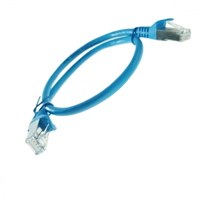 Set 10 cabluri retea-patchcord CAT6 FTP, Lanberg 43631, 2 X RJ45, lungime 50cm, AWG26, 10Gb/s-250MHz, de legatura retea, ethernet, albastre [3]