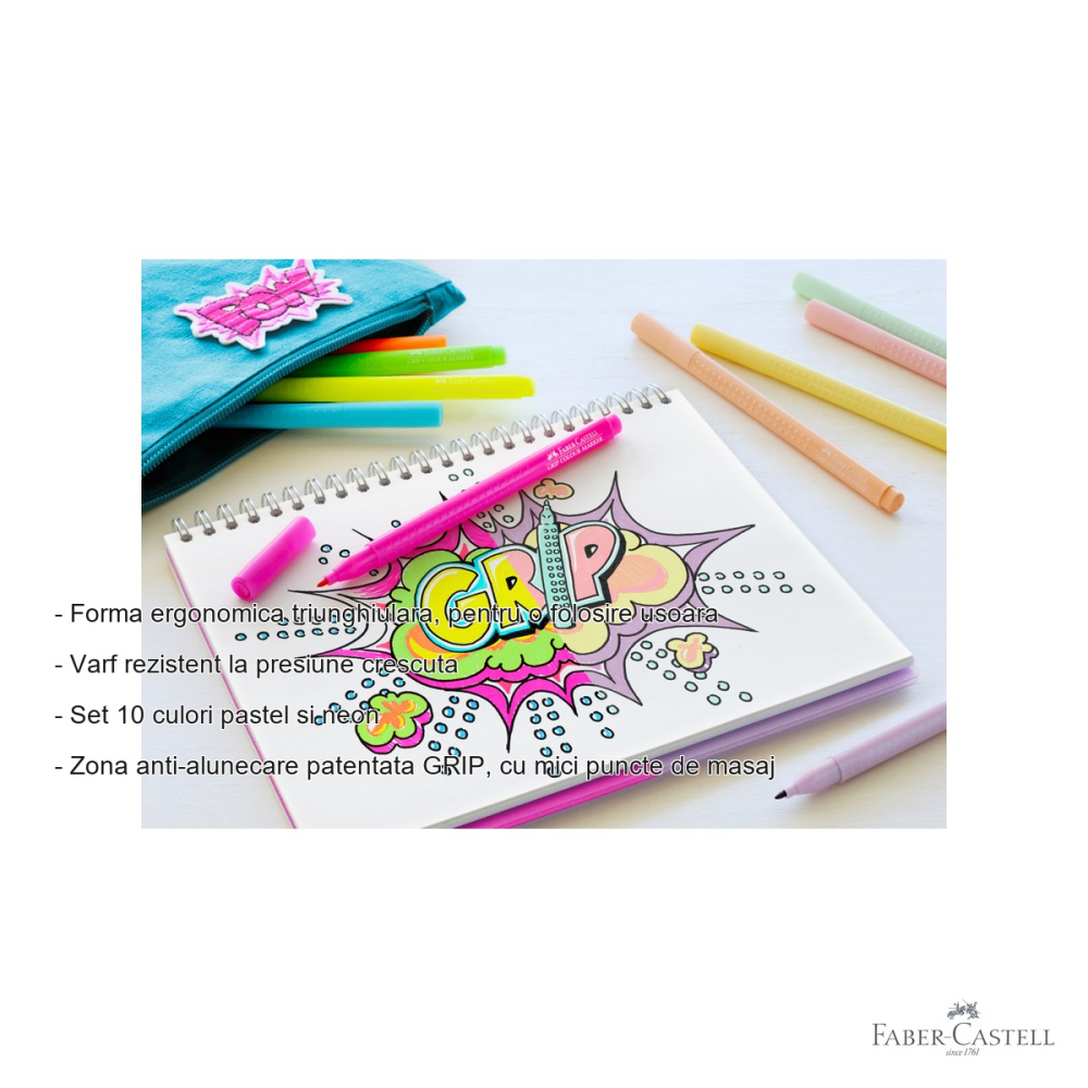 CARIOCA 10 CULORI PASTEL SI NEON GRIP FABER-CASTELL [2]