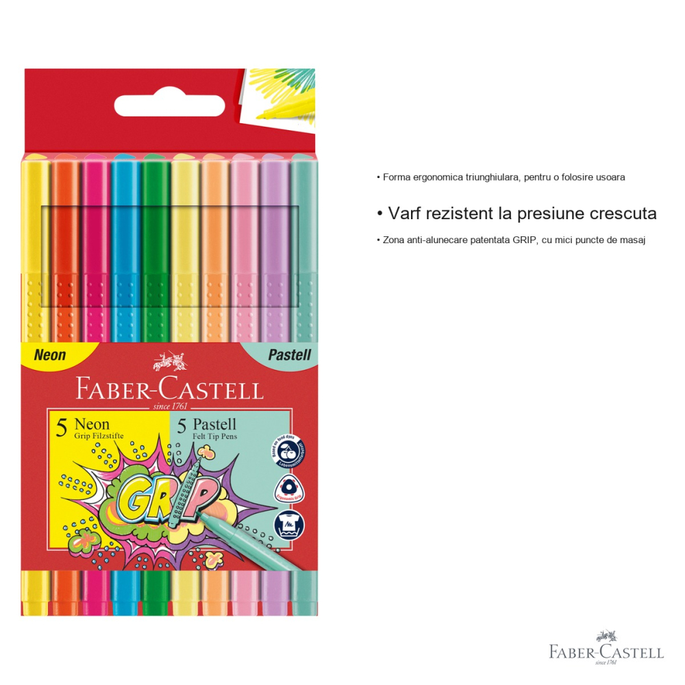 CARIOCA 10 CULORI PASTEL SI NEON GRIP FABER-CASTELL [3]
