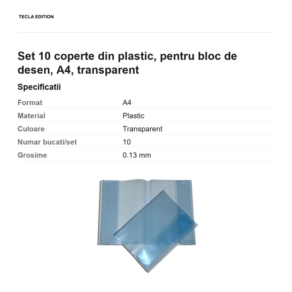 Set 10 coperte din plastic, pentru bloc de desen, A4, transparent [3]